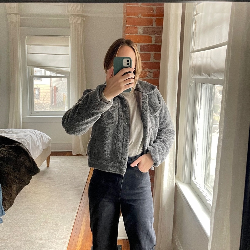Reformation Faux Sherpa Trucker Jacket